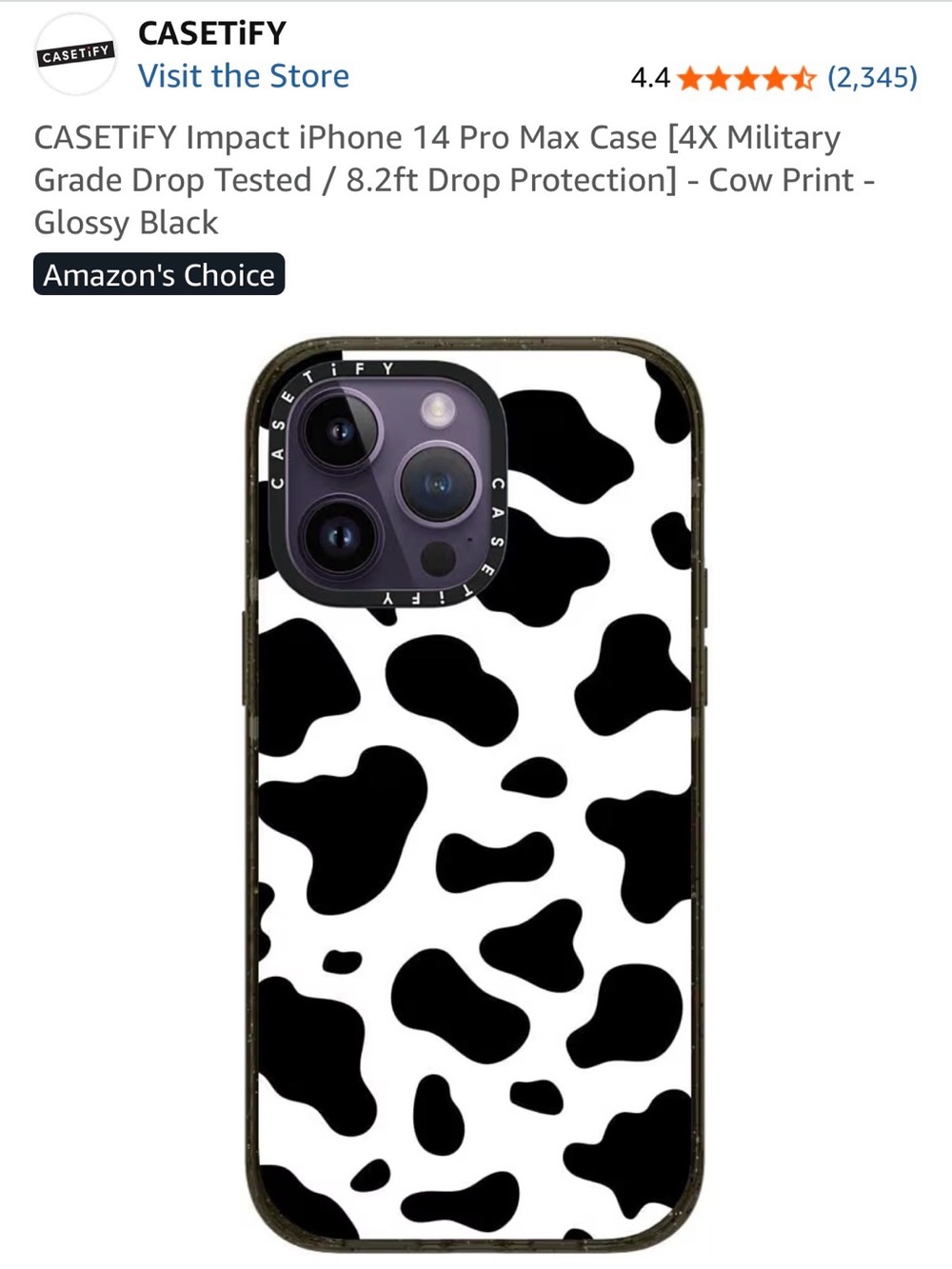 CASETiFY Impact iPhone 14 Pro Max Case Cow Print
